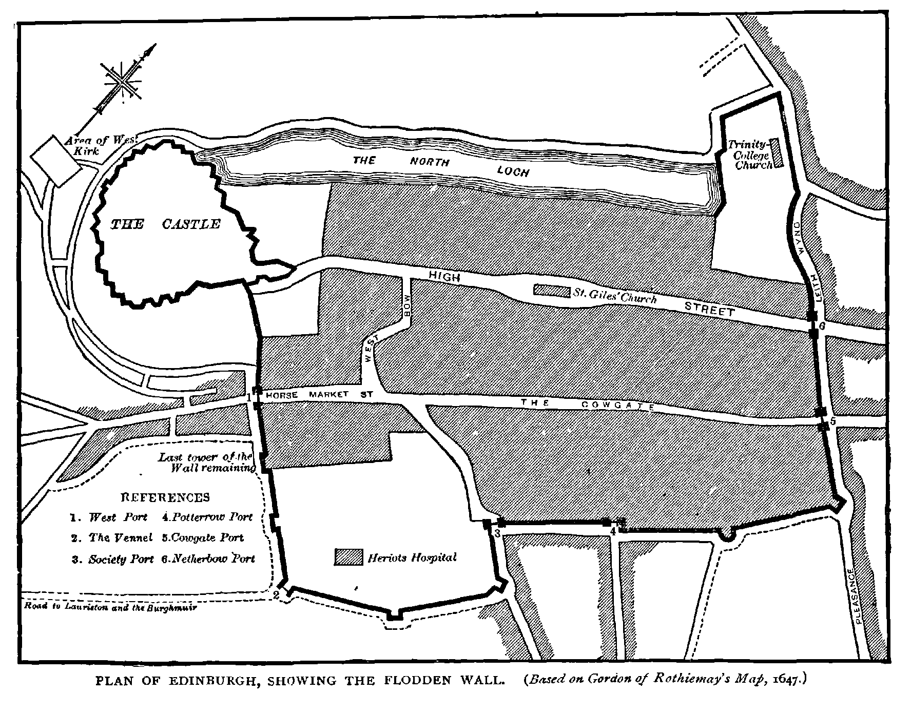 PLAN OF EDINRURGH, SHOWING THE FLODDEN WALL. 