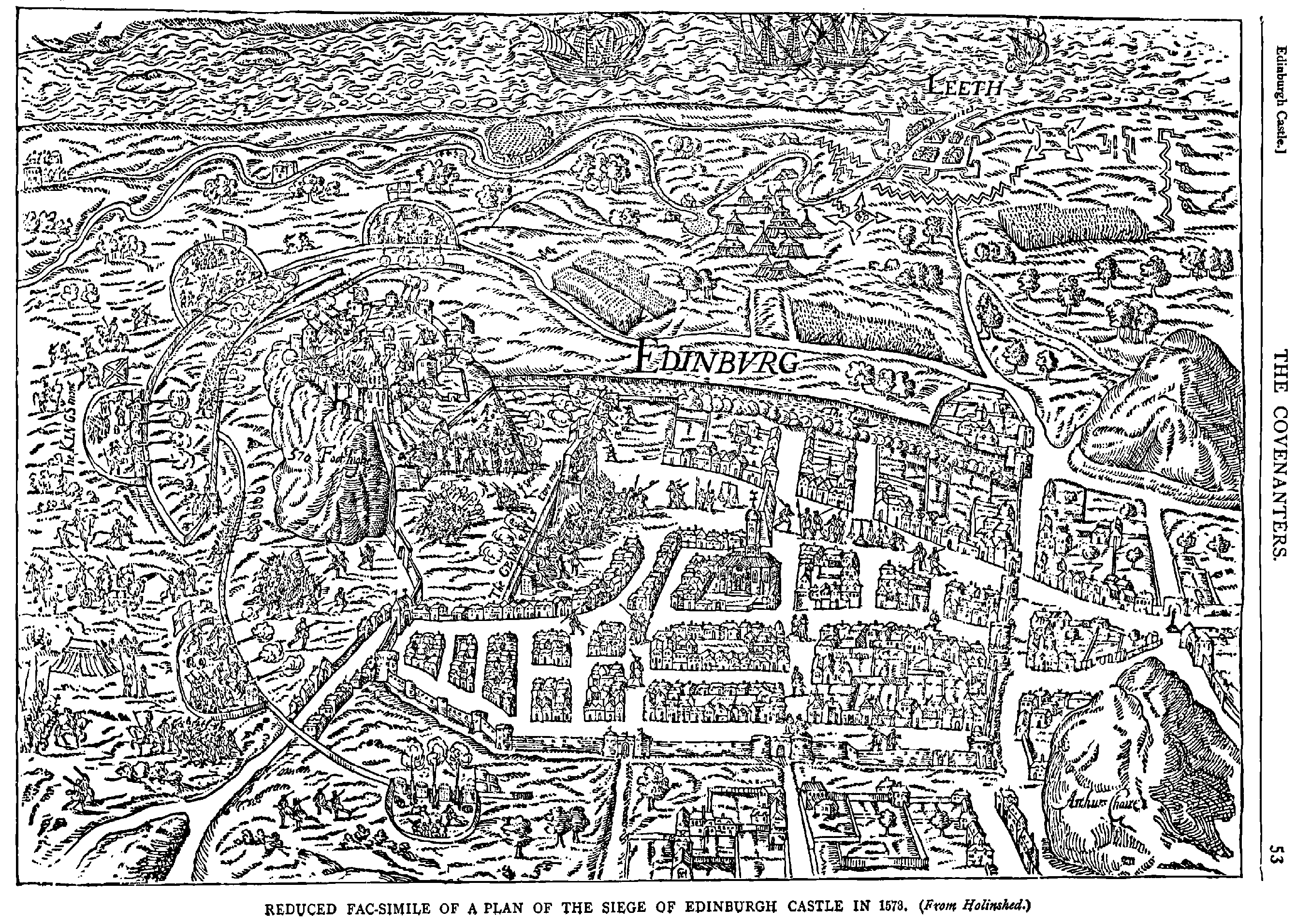 REDUCED FACSAMILE OF A PLAN OF THE SIEGE OF EDINBURGH CASTLE 1578