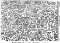 REDUCED FACSAMILE OF A PLAN OF THE SIEGE OF EDINBURGH CASTLE 1578