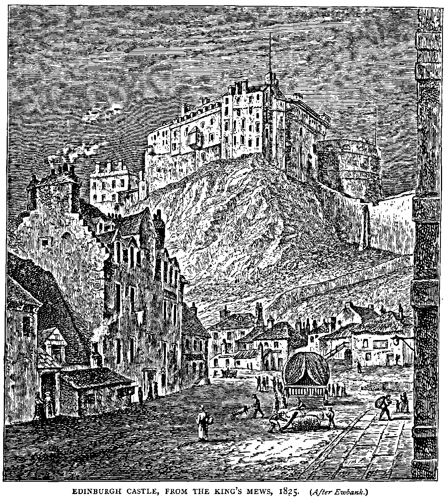 EDINBURGH CASTLE, FROM THE KING'S MEWS, 1825.