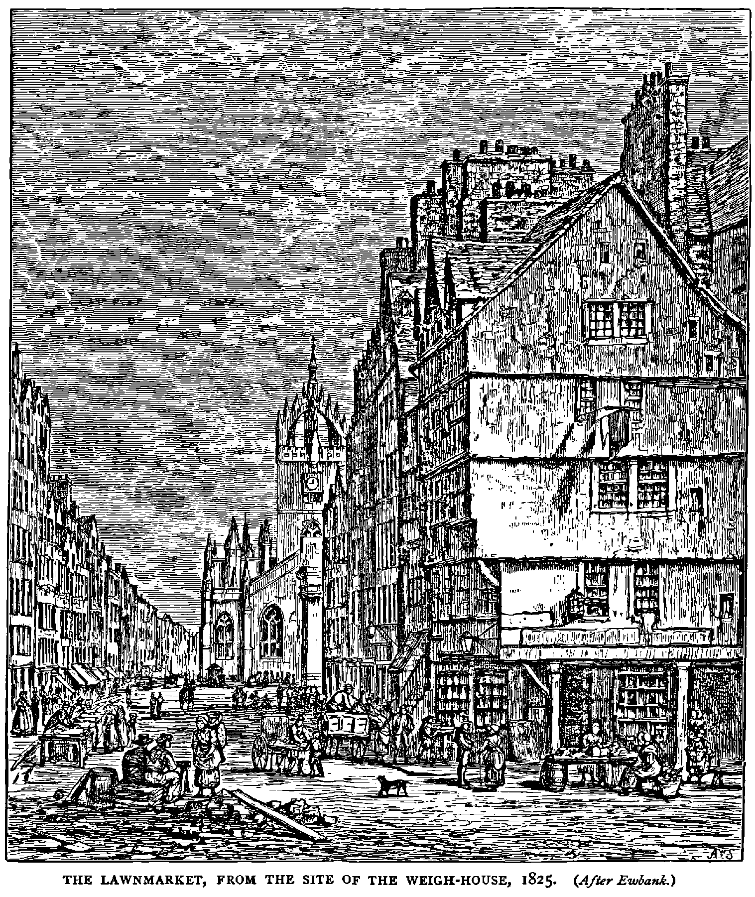 THE LAWNMARKET, FROM THE SITE OF THE WEIGH-HOUSE, 1825.