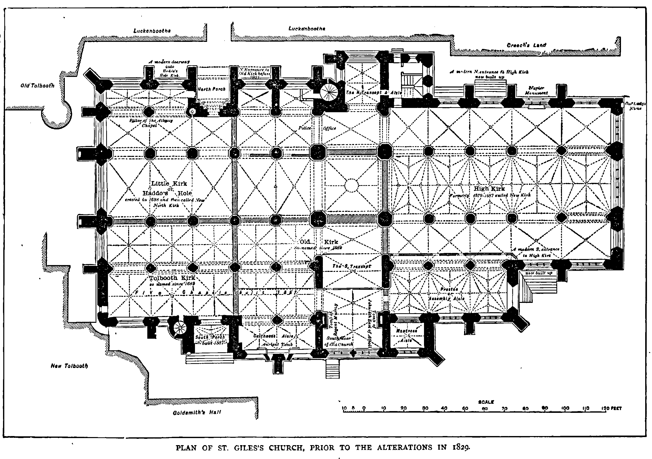 PLAN OF ST. GILE'S CHURCH, PRIOR TO THE ALTERATIONS IN 1829.