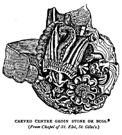 CARVED CENTER GROIN STONE OR BOSS.