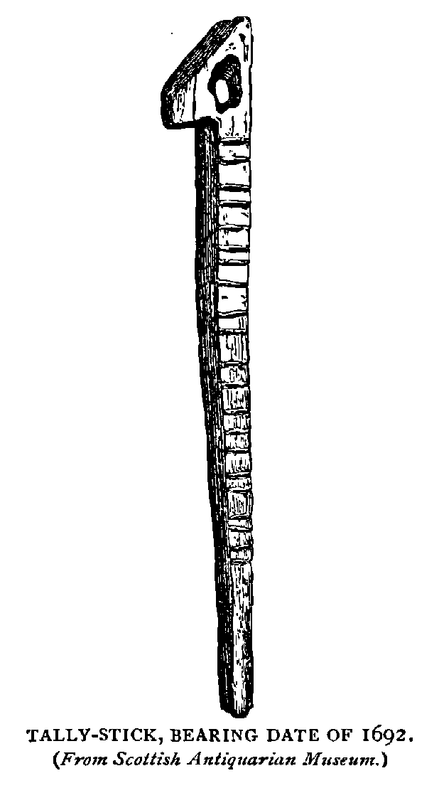 TALLY-STICK, BEARING DATE OF 1692.