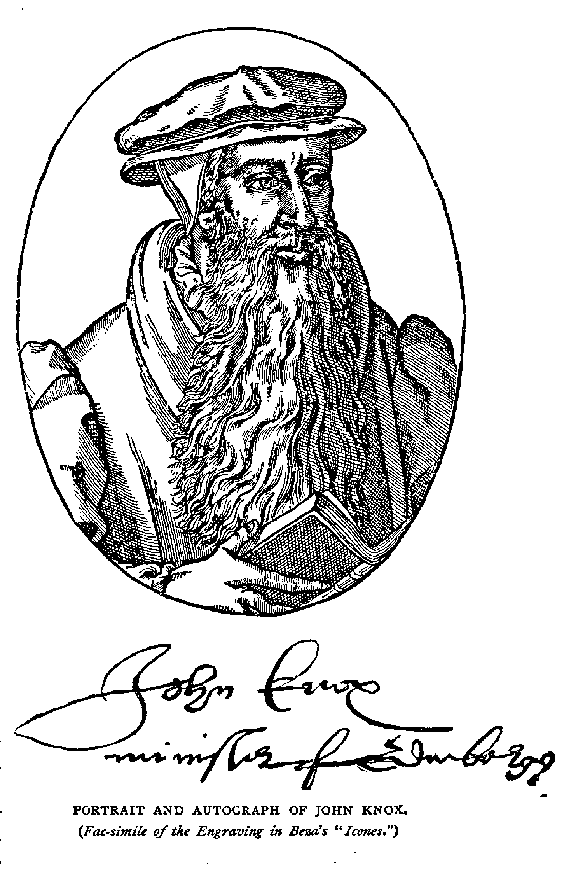 PORTRAIT AND AUTOGRAPH OF JOHN KNOX.