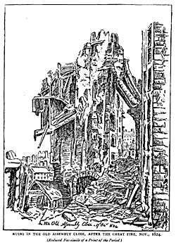 RUINS IN THE OLD ASSEMBLY CLOSE, AFTER THE GREAT FIRE, NOV. 1824.