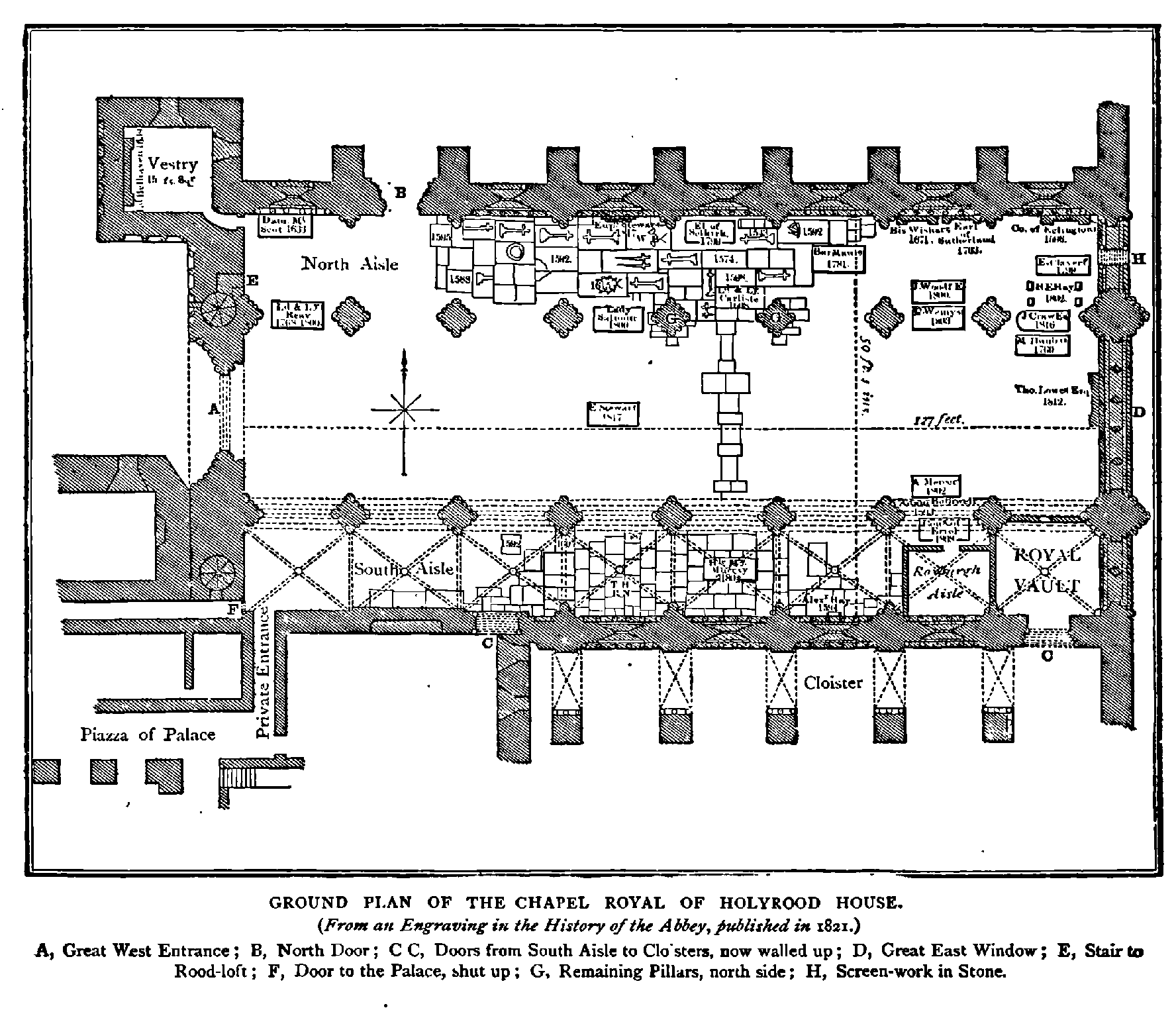 GROUND PIAN OF THE CHAPEL ROYAL OF HOLYROOD HOUSE.