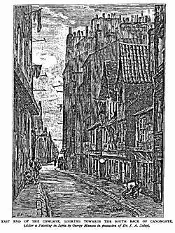 EAST END OF THE COWGATE, LOOKING TOWARDS THE SOUTH BACK OF CANONGATE.