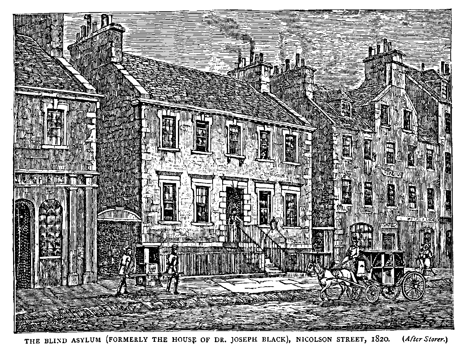 THE BLIND ASYLUM (FORMERLY THE HOUSE OF DR. JOSEPH BLACK), NICOLSON STREET, 1820. 