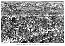 BIRDS EYE VIEW OF THE NEW ROYAL INFIRMARY FROM THE NORTH-EAST, 1878. 