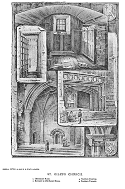 GASSELL, PETTER h GALPlll k CO LITH.LONDON.
ST. GILES?S CHURCH.
E. Old Record Room.
2. Entrance to Old Record Rwm
3. Northern Doorway.
4. Northern Transept.