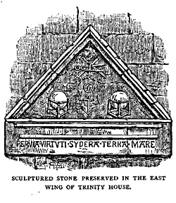 ?IN THE NAME OF THE
LORD,
YE MASTERIS AND MARINERIS
BYLIS THIS HOVS
TO YE POVR.
ANNO DOMINI, ~555.?