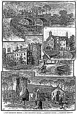 1) OLD SAUGHTON BRIDGE ; 2, OLD SAUGHTON HOUSE ; 3, BARNTON HOUSE ; 4, CRAMOND CHURCH